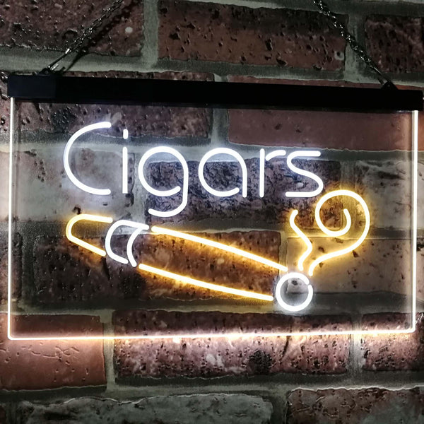ADVPRO Cigars Lover Room Decor Dual Color LED Neon Sign st6-i2335 - White & Yellow
