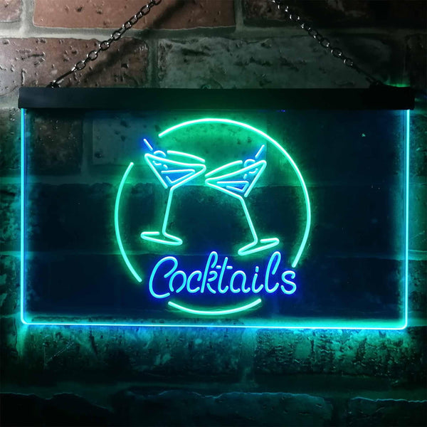 ADVPRO Cocktails Bar Wine Decoration Dual Color LED Neon Sign st6-i2337 - Green & Blue