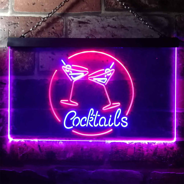 ADVPRO Cocktails Bar Wine Decoration Dual Color LED Neon Sign st6-i2337 - Red & Blue