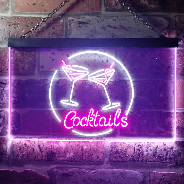 ADVPRO Cocktails Bar Wine Decoration Dual Color LED Neon Sign st6-i2337 - White & Purple