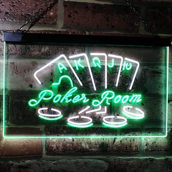 ADVPRO Poker Room Casino Game Room Dual Color LED Neon Sign st6-i2347 - White & Green