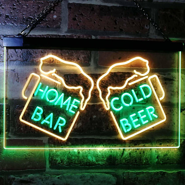 ADVPRO Home Bar Cold Beer Mugs Cheers Dual Color LED Neon Sign st6-i2348 - Green & Yellow