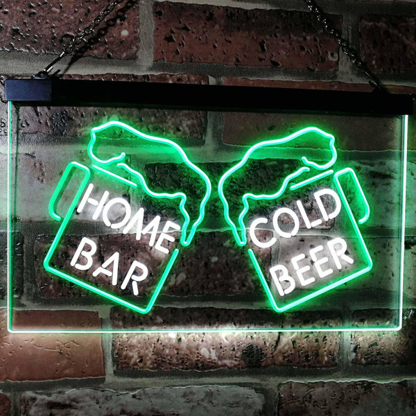 ADVPRO Home Bar Cold Beer Mugs Cheers Dual Color LED Neon Sign st6-i2348 - White & Green