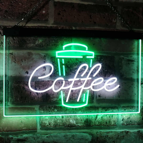 ADVPRO Coffee Cup Home Decor Shop Display Dual Color LED Neon Sign st6-i2361 - White & Green
