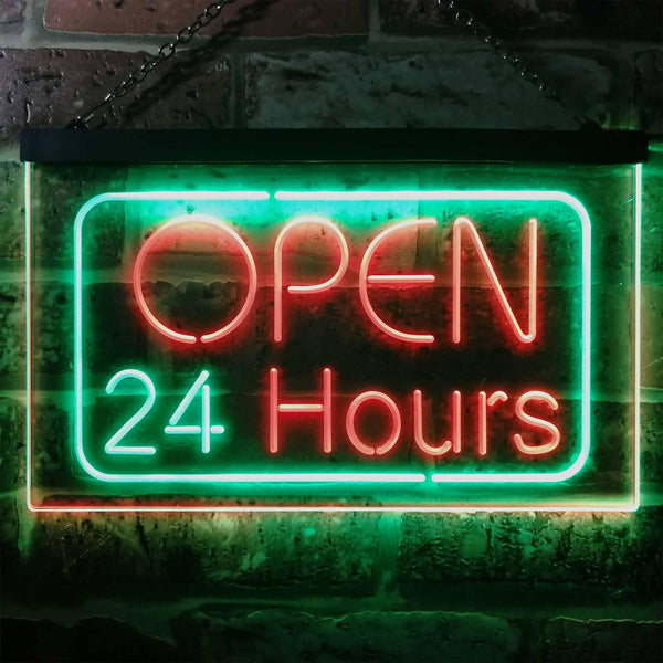 ADVPRO 24 Hours Open Shop Overnight Display Dual Color LED Neon Sign st6-i2384 - Green & Red