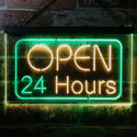 ADVPRO 24 Hours Open Shop Overnight Display Dual Color LED Neon Sign st6-i2384 - Green & Yellow