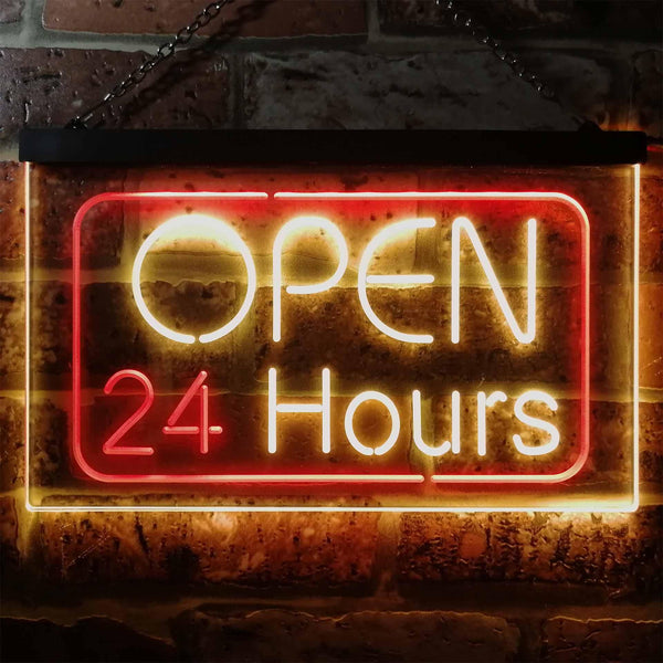 ADVPRO 24 Hours Open Shop Overnight Display Dual Color LED Neon Sign st6-i2384 - Red & Yellow