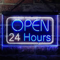 ADVPRO 24 Hours Open Shop Overnight Display Dual Color LED Neon Sign st6-i2384 - White & Blue