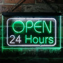 ADVPRO 24 Hours Open Shop Overnight Display Dual Color LED Neon Sign st6-i2384 - White & Green