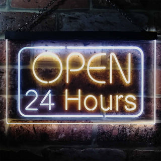 ADVPRO 24 Hours Open Shop Overnight Display Dual Color LED Neon Sign st6-i2384 - White & Yellow