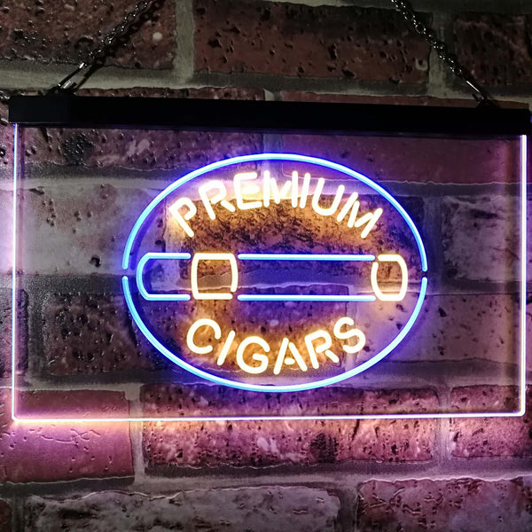 ADVPRO Premium Cigars Display Dual Color LED Neon Sign st6-i2389 - Blue & Yellow