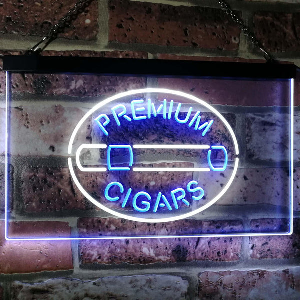 ADVPRO Premium Cigars Display Dual Color LED Neon Sign st6-i2389 - White & Blue