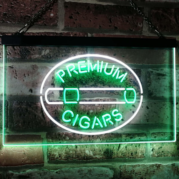 ADVPRO Premium Cigars Display Dual Color LED Neon Sign st6-i2389 - White & Green