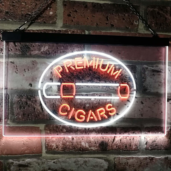 ADVPRO Premium Cigars Display Dual Color LED Neon Sign st6-i2389 - White & Orange
