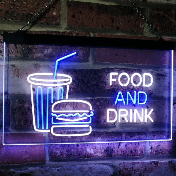 ADVPRO Food and Drink Cafe Restaurant Kitchen Display Dual Color LED Neon Sign st6-i2399 - White & Blue
