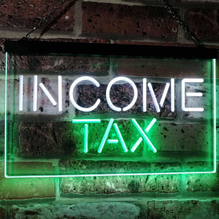 ADVPRO Income Tax Indoor Display Decoration Dual Color LED Neon Sign st6-i2430 - White & Green