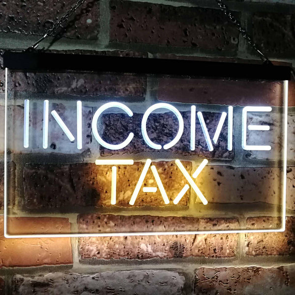ADVPRO Income Tax Indoor Display Decoration Dual Color LED Neon Sign st6-i2430 - White & Yellow