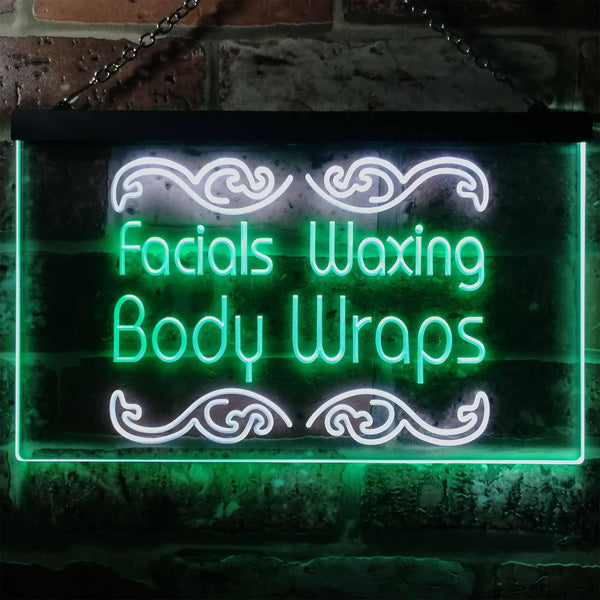 ADVPRO Faxing Waxing Body Wraps Beauty Salon Dual Color LED Neon Sign st6-i2454 - White & Green