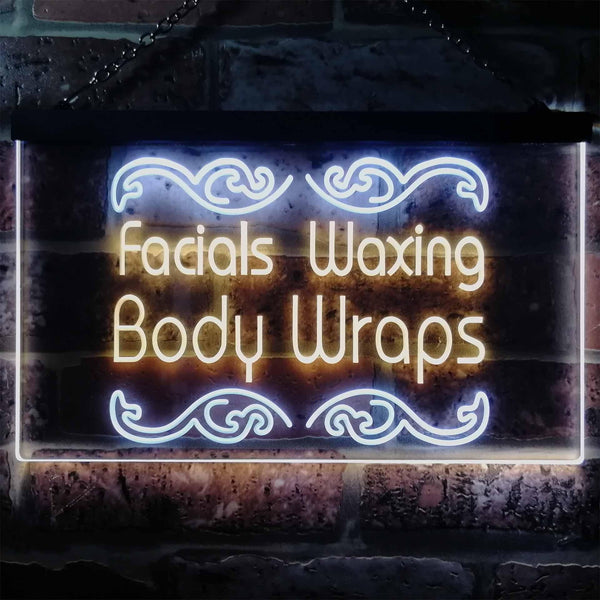 ADVPRO Faxing Waxing Body Wraps Beauty Salon Dual Color LED Neon Sign st6-i2454 - White & Yellow
