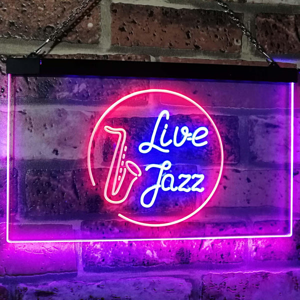 ADVPRO Live Jazz Music Room Dual Color LED Neon Sign st6-i2468 - Blue & Red