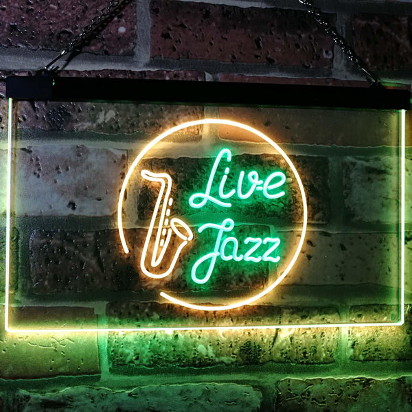 ADVPRO Live Jazz Music Room Dual Color LED Neon Sign st6-i2468 - Green & Yellow