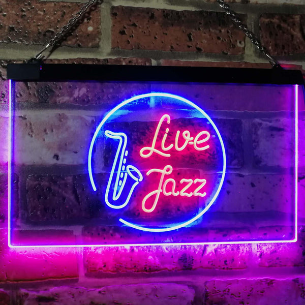 ADVPRO Live Jazz Music Room Dual Color LED Neon Sign st6-i2468 - Red & Blue