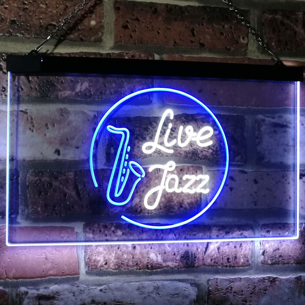 ADVPRO Live Jazz Music Room Dual Color LED Neon Sign st6-i2468 - White & Blue