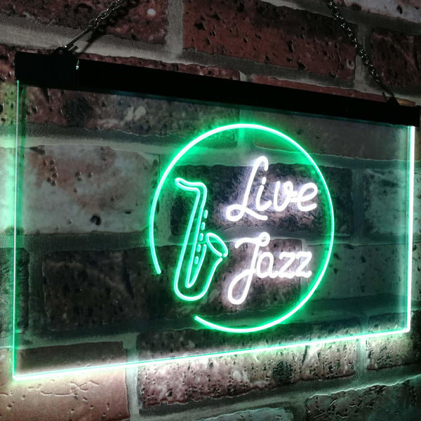 ADVPRO Live Jazz Music Room Dual Color LED Neon Sign st6-i2468 - White & Green