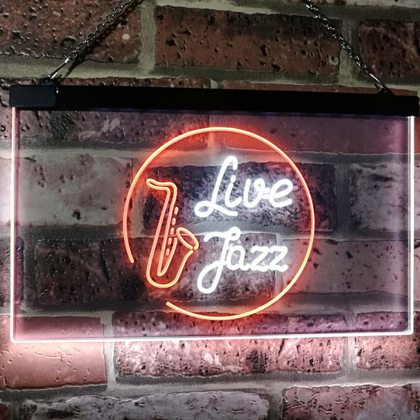 ADVPRO Live Jazz Music Room Dual Color LED Neon Sign st6-i2468 - White & Orange