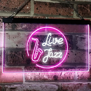 ADVPRO Live Jazz Music Room Dual Color LED Neon Sign st6-i2468 - White & Purple