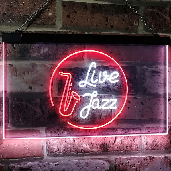 ADVPRO Live Jazz Music Room Dual Color LED Neon Sign st6-i2468 - White & Red