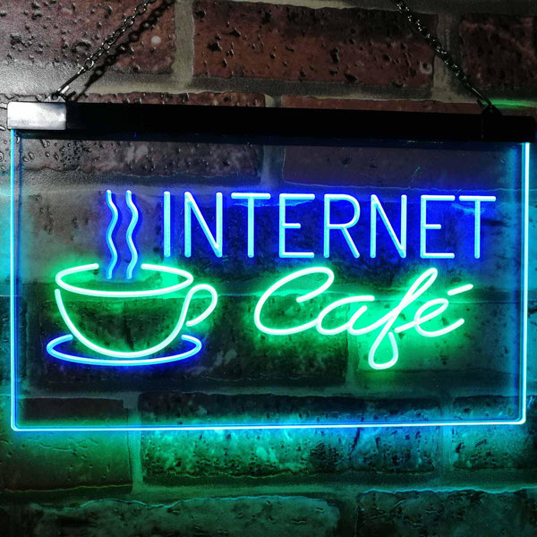 ADVPRO Internet Cafe WiFi Coffee Shop Dual Color LED Neon Sign st6-i2471 - Green & Blue