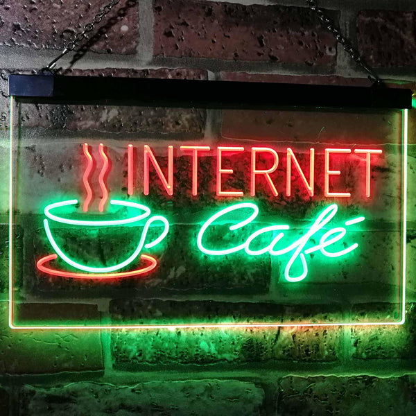 ADVPRO Internet Cafe WiFi Coffee Shop Dual Color LED Neon Sign st6-i2471 - Green & Red