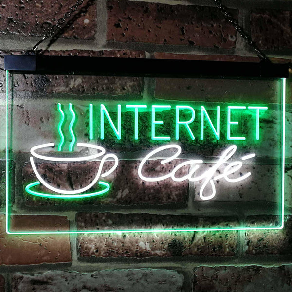ADVPRO Internet Cafe WiFi Coffee Shop Dual Color LED Neon Sign st6-i2471 - White & Green