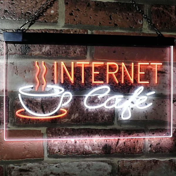 ADVPRO Internet Cafe WiFi Coffee Shop Dual Color LED Neon Sign st6-i2471 - White & Orange