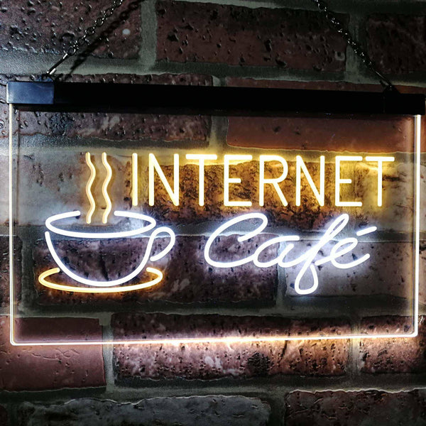 ADVPRO Internet Cafe WiFi Coffee Shop Dual Color LED Neon Sign st6-i2471 - White & Yellow