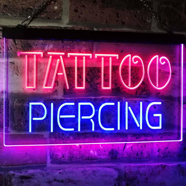 ADVPRO Tattoo Piercing Art Inked Shop Display Dual Color LED Neon Sign st6-i2482 - Blue & Red
