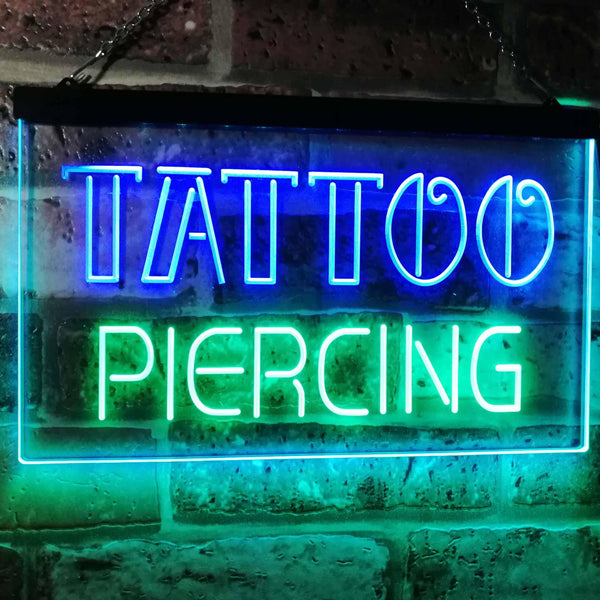 ADVPRO Tattoo Piercing Art Inked Shop Display Dual Color LED Neon Sign st6-i2482 - Green & Blue