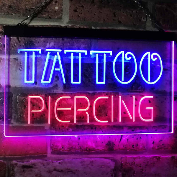 ADVPRO Tattoo Piercing Art Inked Shop Display Dual Color LED Neon Sign st6-i2482 - Red & Blue