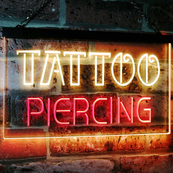 ADVPRO Tattoo Piercing Art Inked Shop Display Dual Color LED Neon Sign st6-i2482 - Red & Yellow