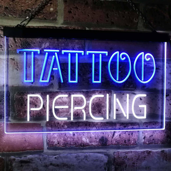 ADVPRO Tattoo Piercing Art Inked Shop Display Dual Color LED Neon Sign st6-i2482 - White & Blue