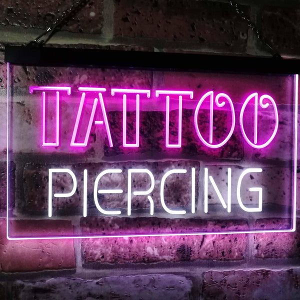 ADVPRO Tattoo Piercing Art Inked Shop Display Dual Color LED Neon Sign st6-i2482 - White & Purple