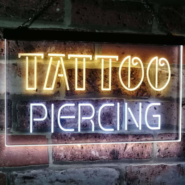 ADVPRO Tattoo Piercing Art Inked Shop Display Dual Color LED Neon Sign st6-i2482 - White & Yellow