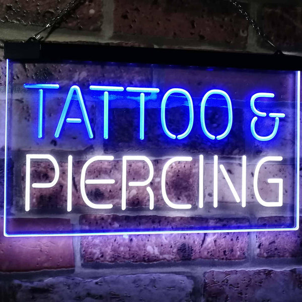 ADVPRO Tattoo Piercing Get Inked Shop Open Dual Color LED Neon Sign st6-i2484 - White & Blue