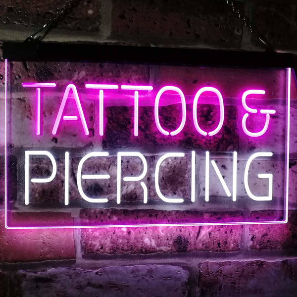 ADVPRO Tattoo Piercing Get Inked Shop Open Dual Color LED Neon Sign st6-i2484 - White & Purple