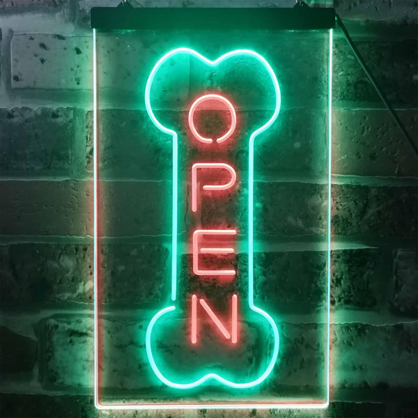 ADVPRO Open Dog Bone Grooming Pet Shop Display  Dual Color LED Neon Sign st6-i2494 - Green & Red