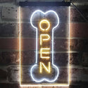 ADVPRO Open Dog Bone Grooming Pet Shop Display  Dual Color LED Neon Sign st6-i2494 - White & Yellow