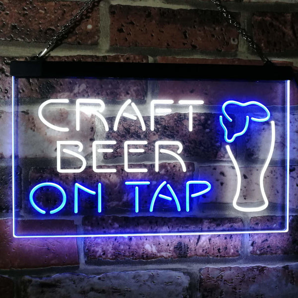 ADVPRO Craft Beer On Tap Bar Dual Color LED Neon Sign st6-i2507 - White & Blue