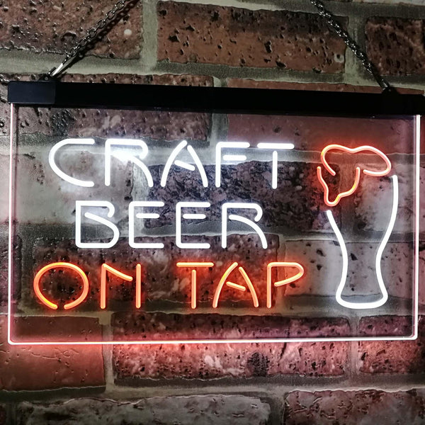 ADVPRO Craft Beer On Tap Bar Dual Color LED Neon Sign st6-i2507 - White & Orange