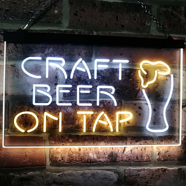 ADVPRO Craft Beer On Tap Bar Dual Color LED Neon Sign st6-i2507 - White & Yellow